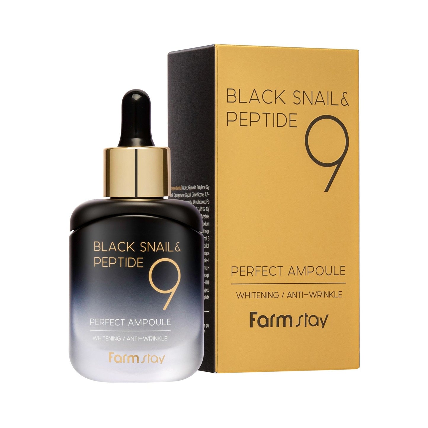 FARMSTAY BLACK SNAIL & PEPTIDE 9 PERFECT veido serumas, 35 ml