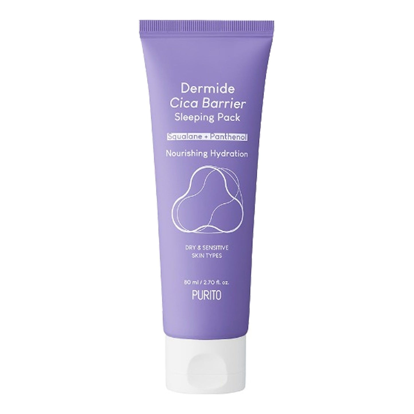 PURITO DERMIDE CICA BARRIER SLEEPING PACK naktinė veido kaukė, 80 ml