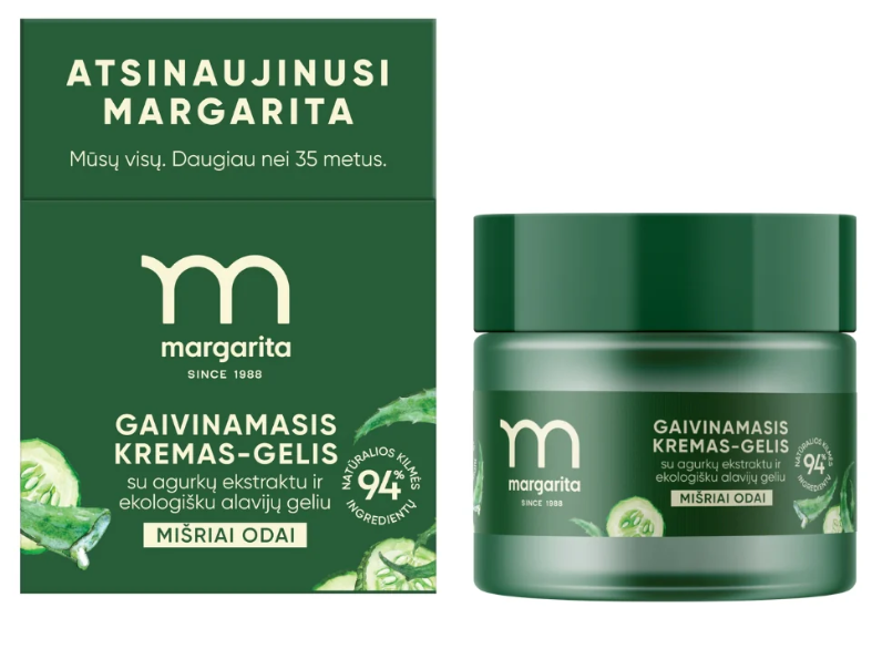 MARGARITA Gaivinamasis veido kremas-gelis su agurkų ekstraktu 50 ml