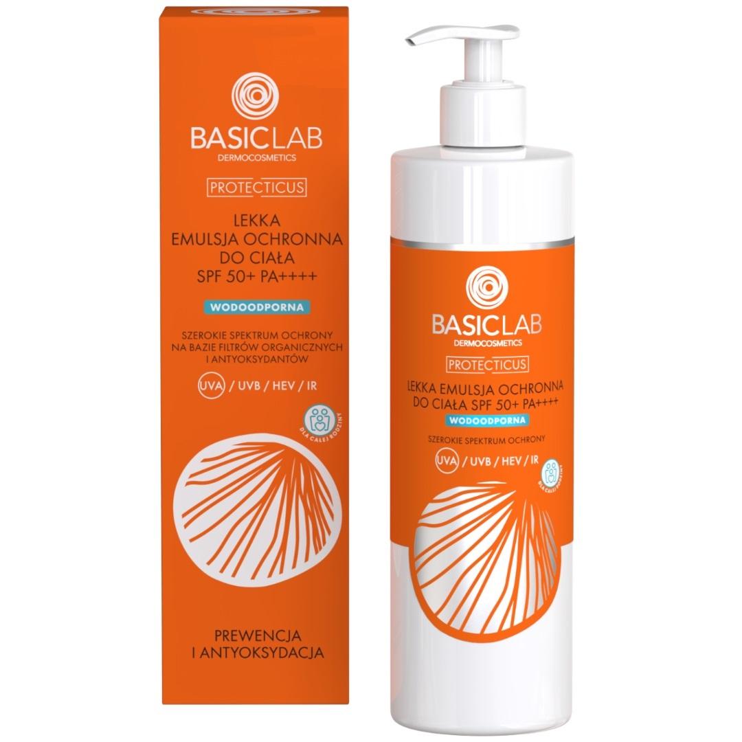 Basiclab Protecticus light apsauginė kūno emulsija SPF50+ PA+++++ Prevencija ir antioksidacija 300ml